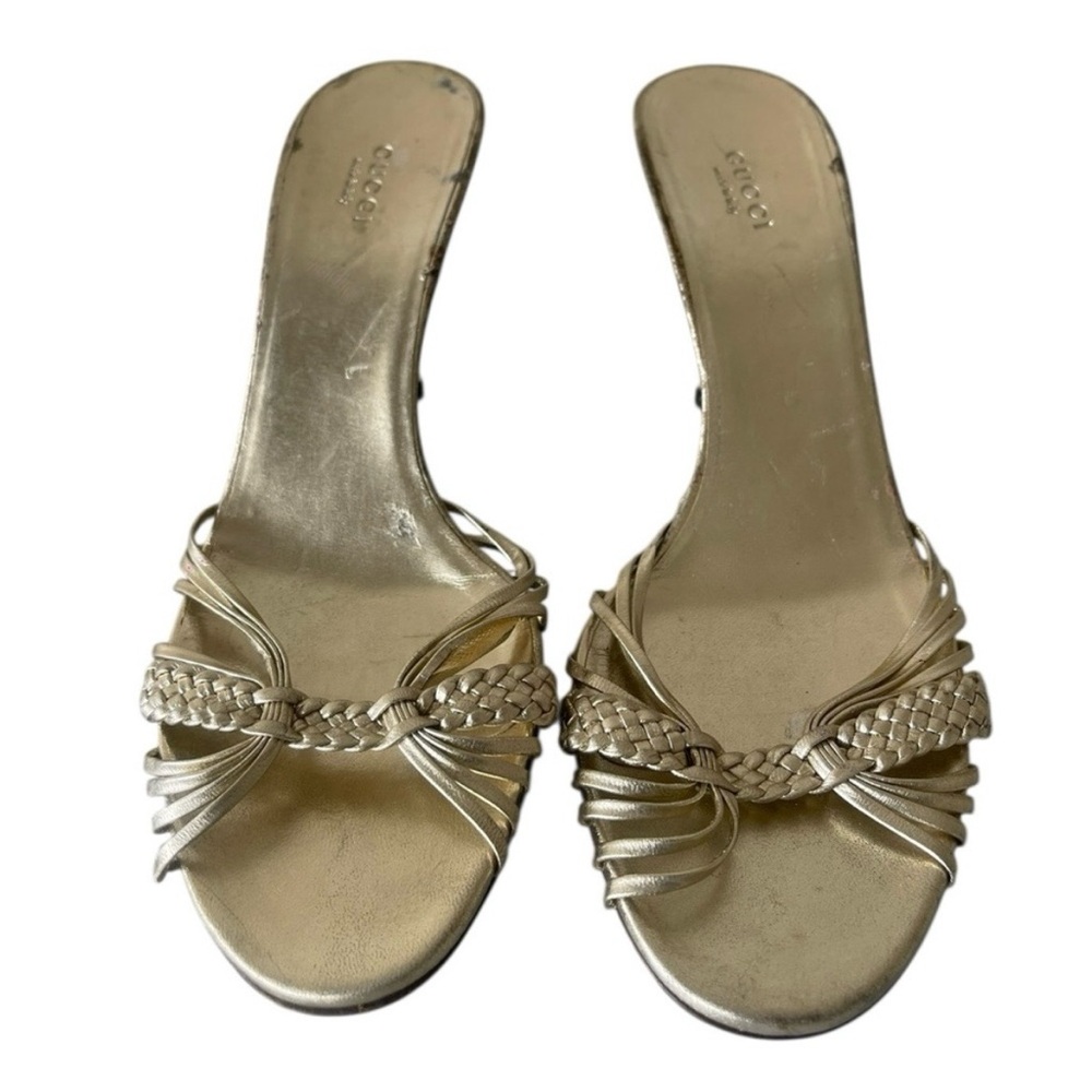 Gucci Metallic Gold Leather Sandals